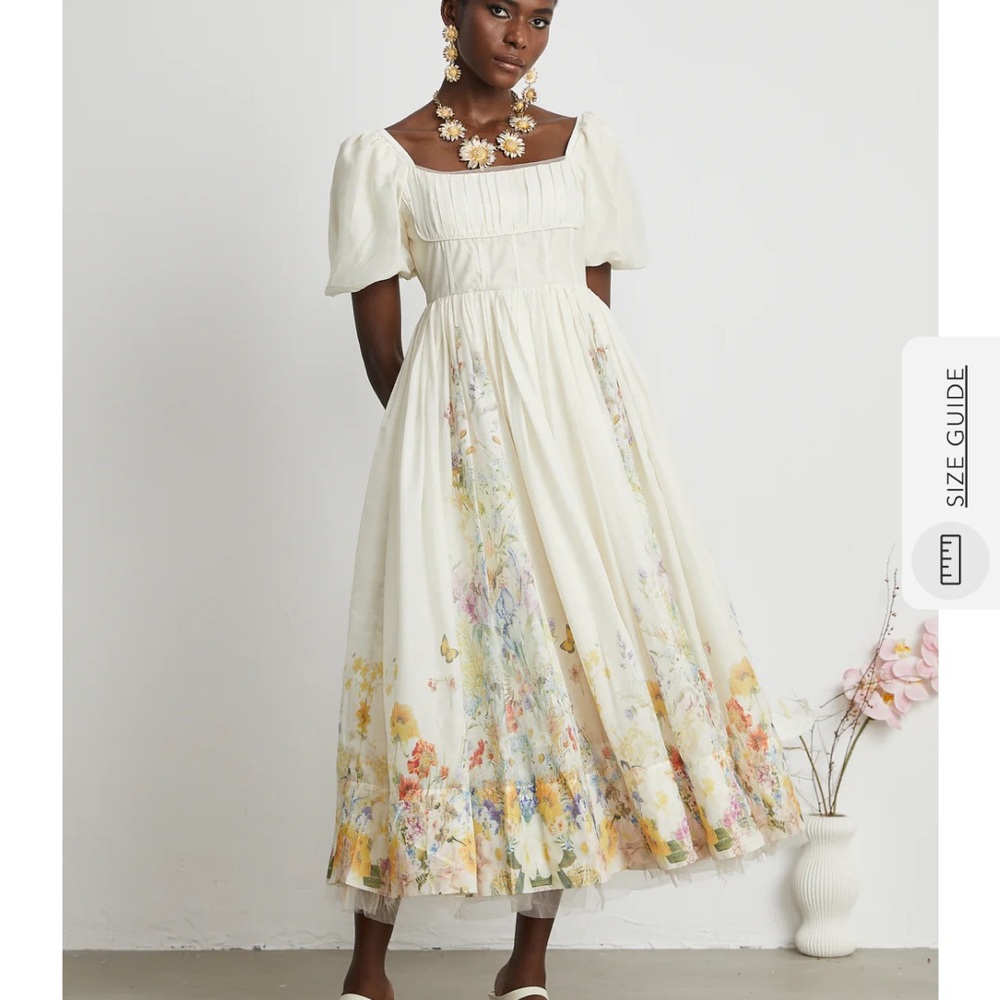 New Miss Rosier XL Floral Midi Dress Coquette Romantic Cottagecore Milk Maid
